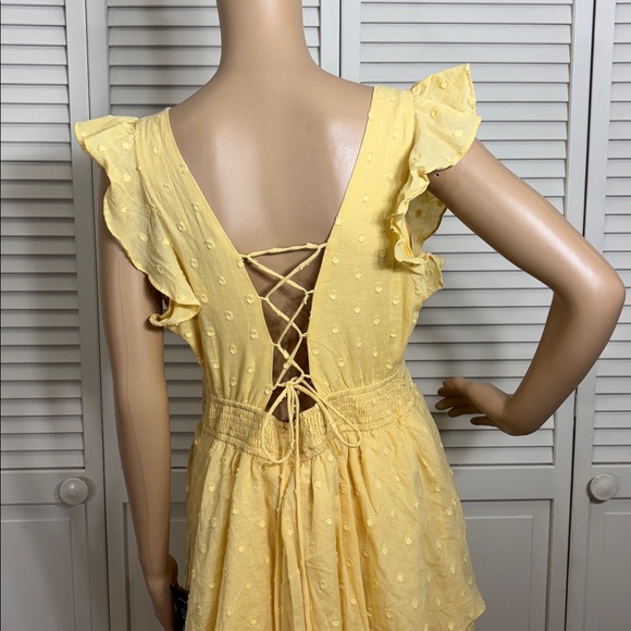 NWT Lulus Charming Decision Yellow Swiss Dot Ruched Tiered Midi Dress XL - Picture 13 of 15